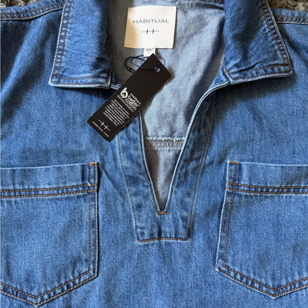 Habitual Blue Denim Asymmetrical Dress